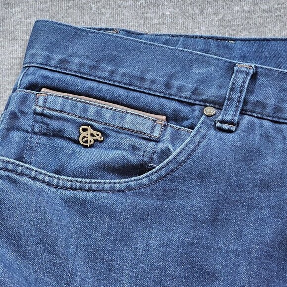 Canali Jeans Men 46x34/28 Indigo Straight Leg Italy Cotton Preppy Designer Boho - Picture 11 of 16